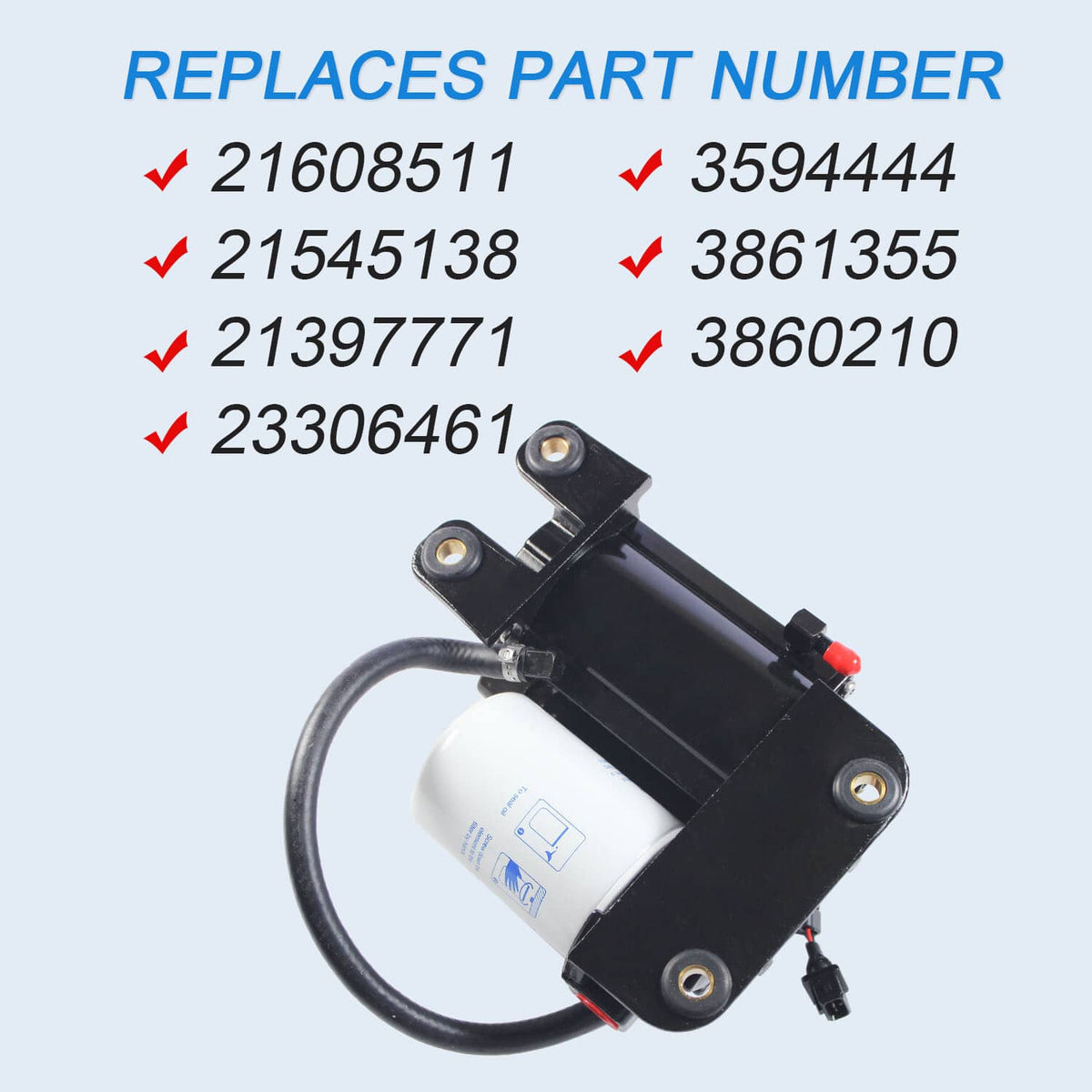 Electric fuel pump assembly on mounting bracket with fuel line and electrical lead
