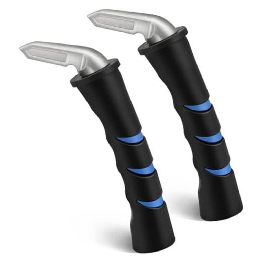 Car door handle assist grips, black rubber with blue accent stripes (2-pack)