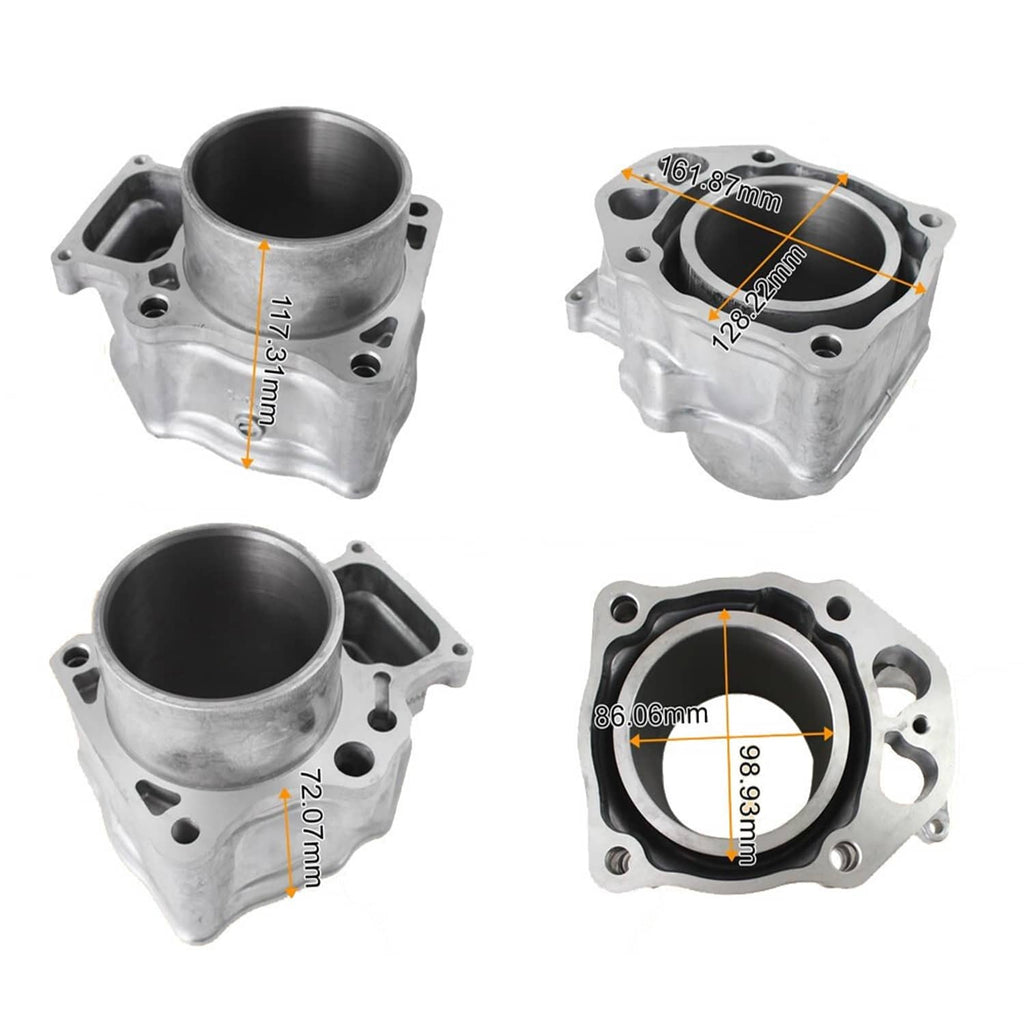 Cylinder piston gasket top end rebuild kit cylinder block with dimension markers