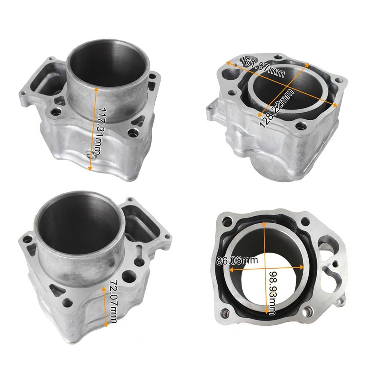 Cylinder piston gasket top end rebuild kit cylinder block with dimension markers