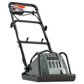 Uimoso electric plate compactor, rear view with handle frame and base plate, dark gray