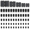 Black snap-on ferrite choke beads set with multiple rectangular cases
