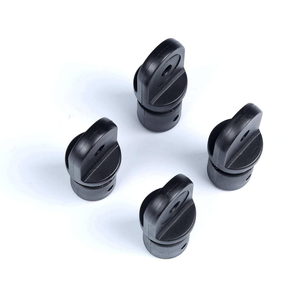 Black hinge-style eye end cap fittings, multiple pieces for 1 in tube