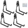 Black U-hook garage hooks with mounting plates, 4-pack