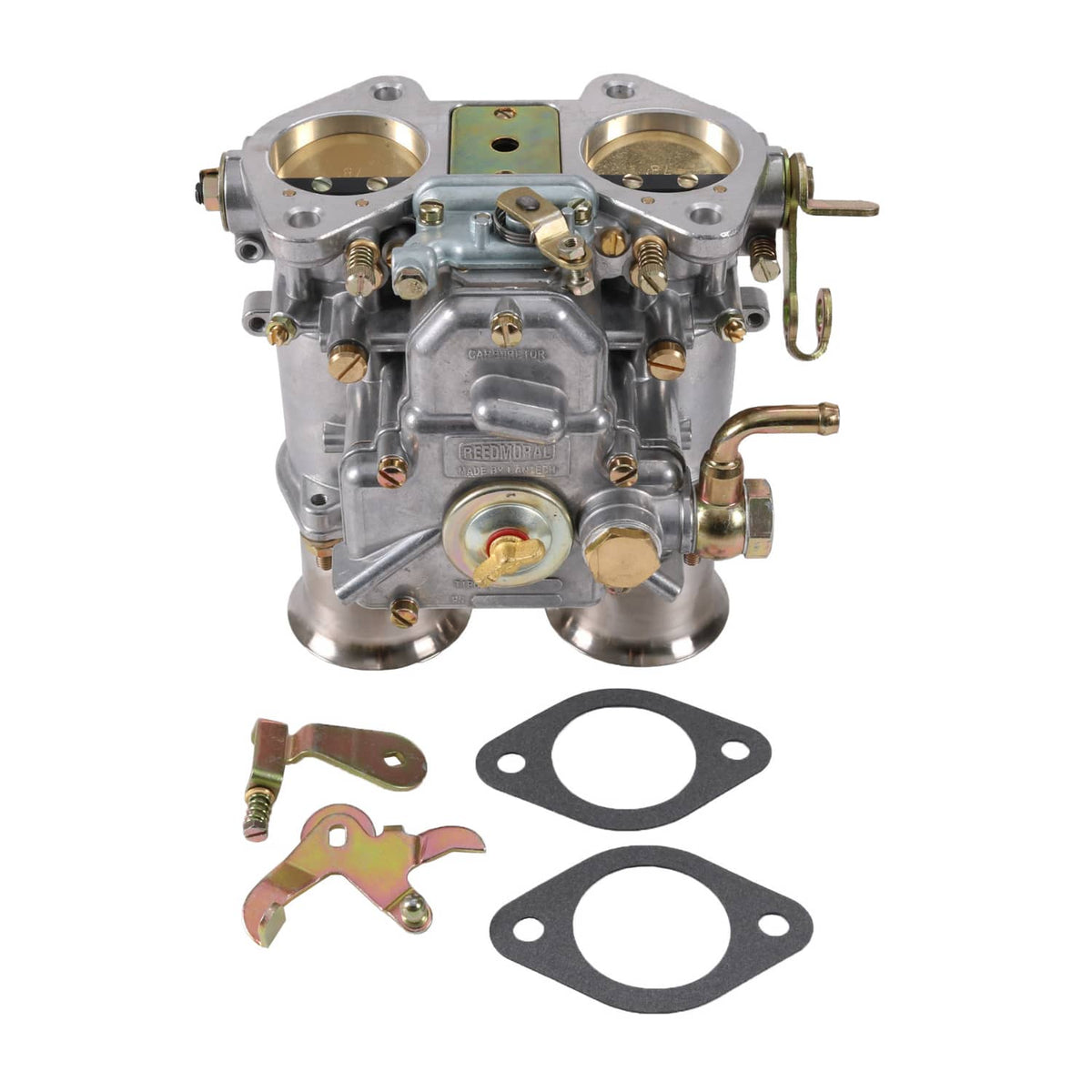 Twin-choke carburetor kit with twin intake ports and two gasket seals