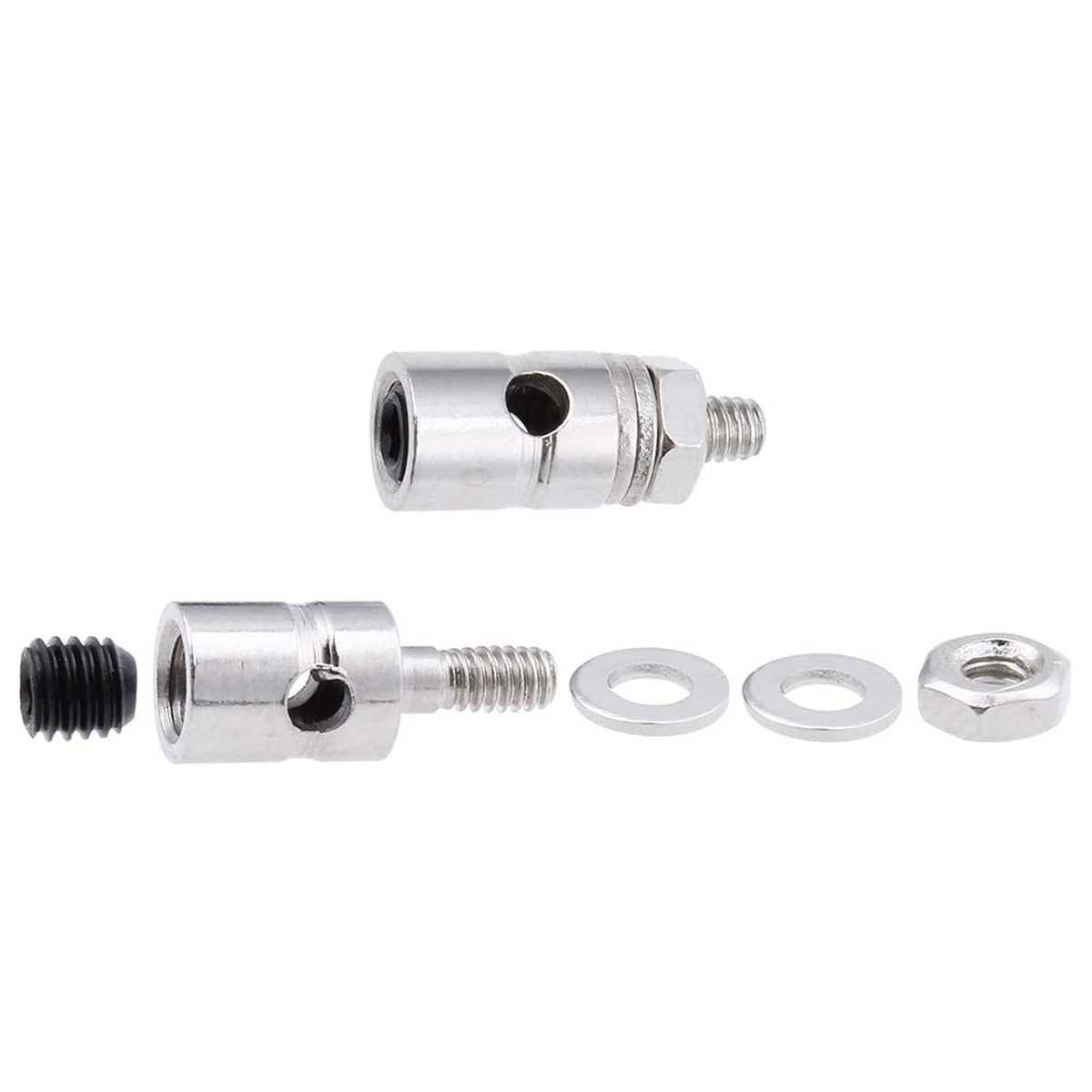 Silver RC linkage stopper connector set with two stoppers, washers and nut