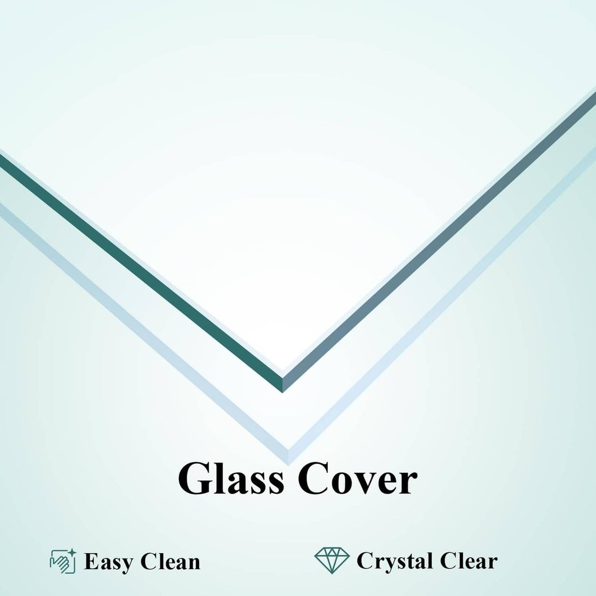 Picture frame glass cover edge detail with V-shaped panel illustration