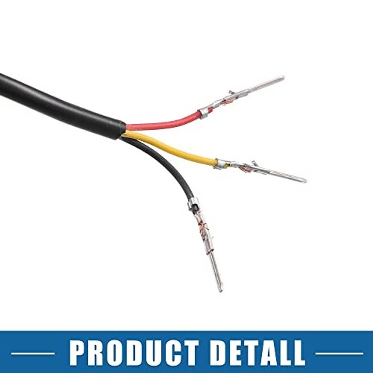 Wiring harness detail for car LED spoiler: black cable with red and yellow leads