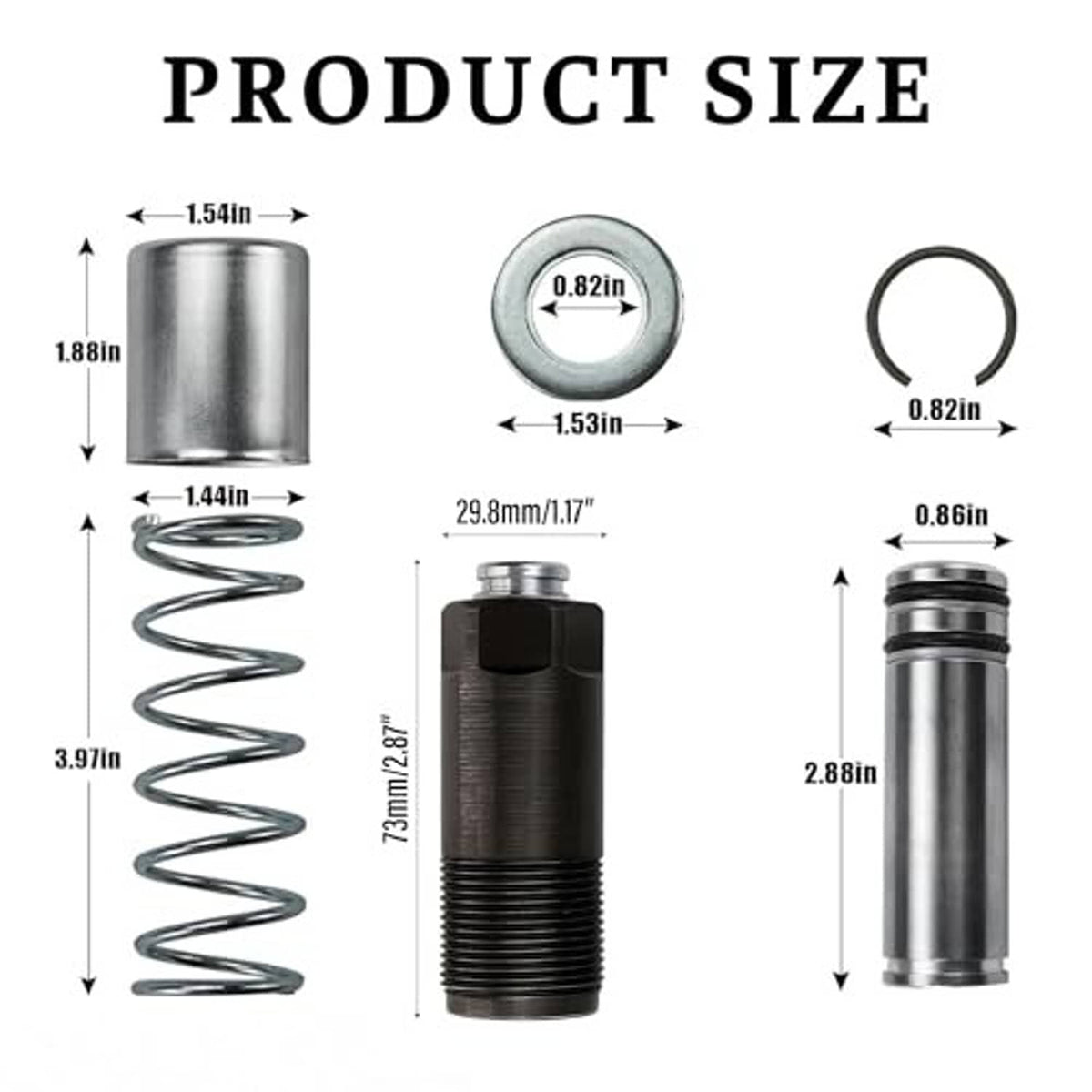 Floor jack replacement piston plunger kit with spring, piston cup, seal ring and cylinder