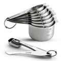 Stainless steel measuring cups and spoons set, nested cups with engraved measurements