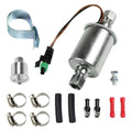 Diesel fuel lift pump assembly with wiring harness, inlet/outlet fittings, and clamps