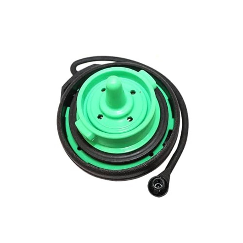 Fuel tank gas cap filler cap set: green insert, black gasket, and attached metal pin
