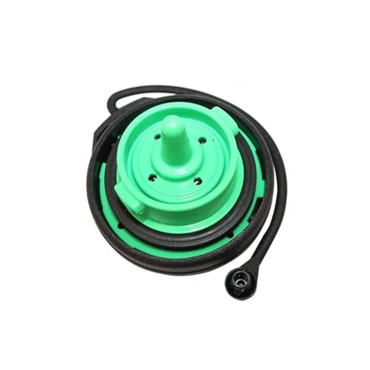 Fuel tank gas cap filler cap set: green insert, black gasket, and attached metal pin