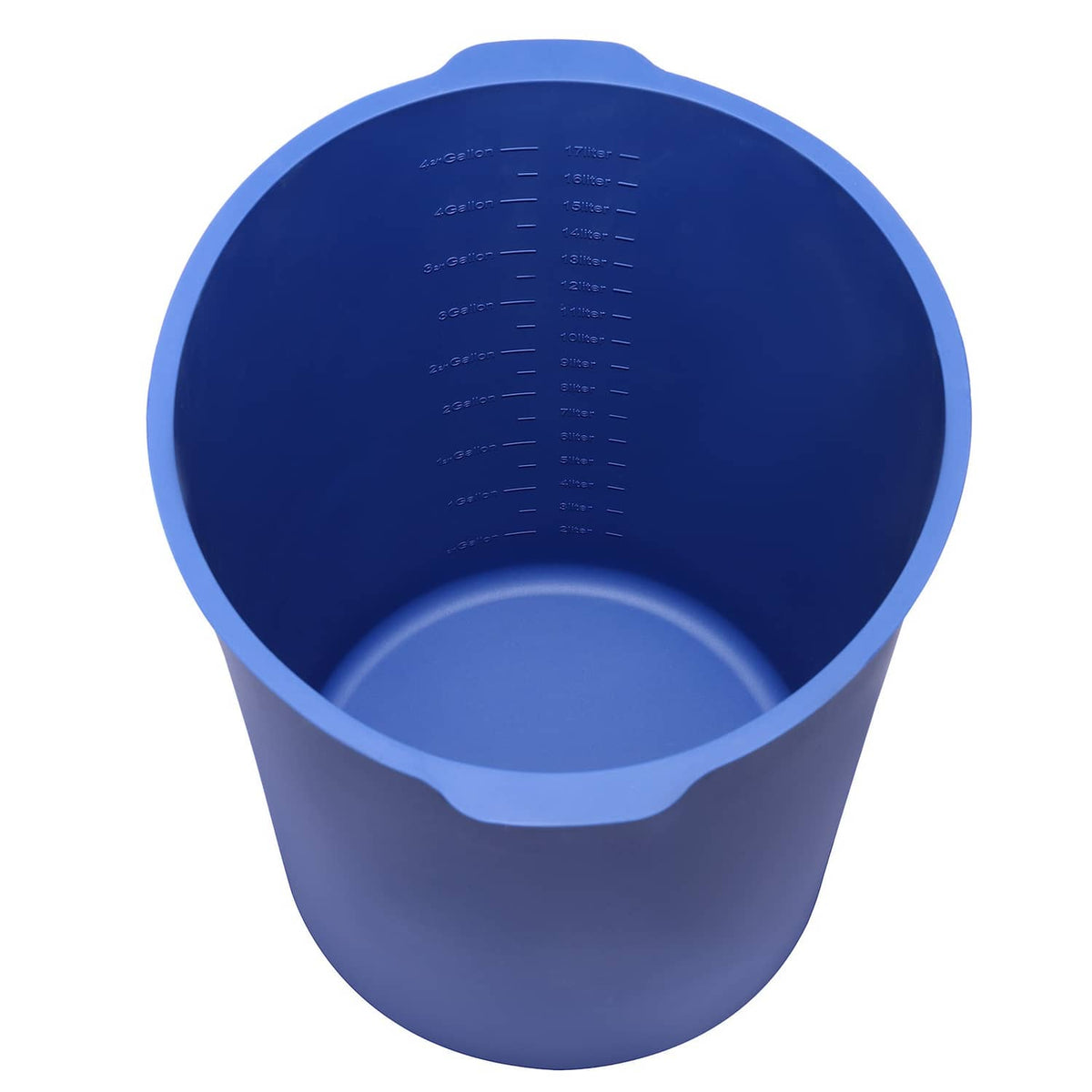 Blue silicone 5-gallon mixing liner, round bucket shape with flared rim