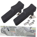 Set of two black flexible rubber draw latches with metal mounting brackets and pins