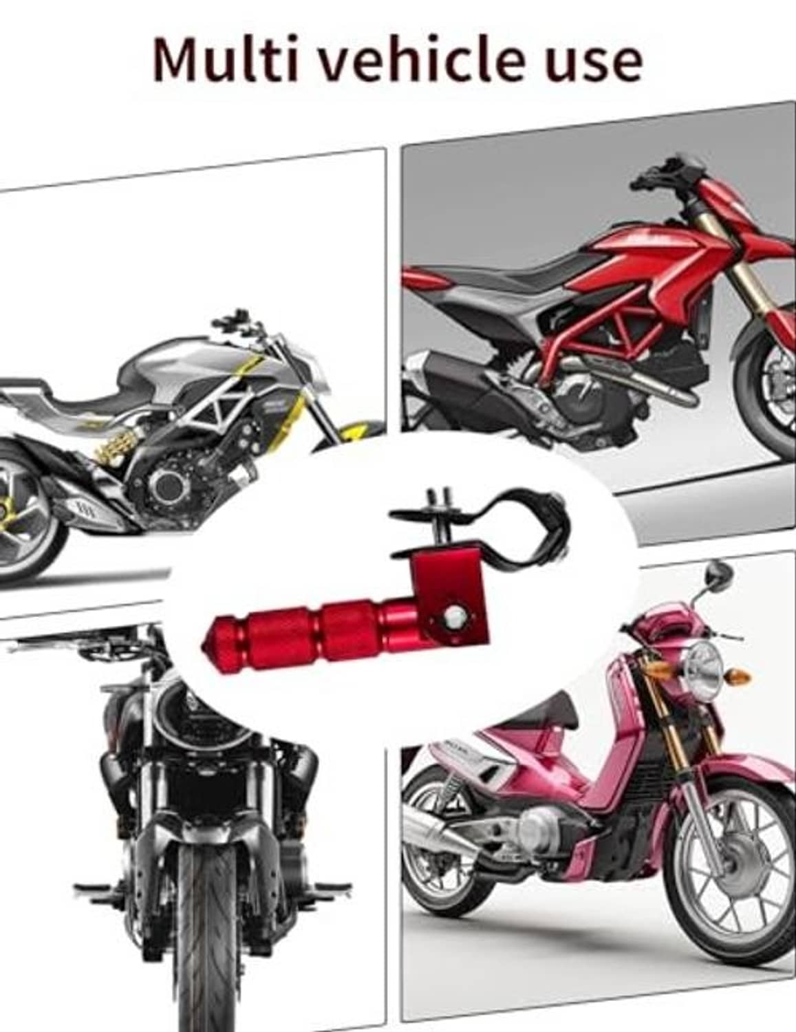 Red foldable rear footpeg with clamp bracket and black lever