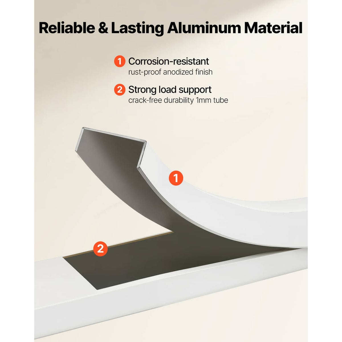 Silver aluminum ladder step support with thickened channel construction