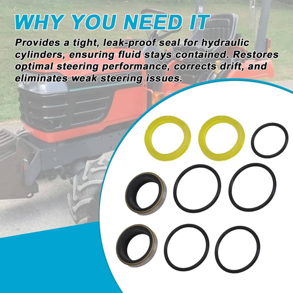 Hydraulic cylinder seal repair kit rings set, black and yellow O-ring pieces