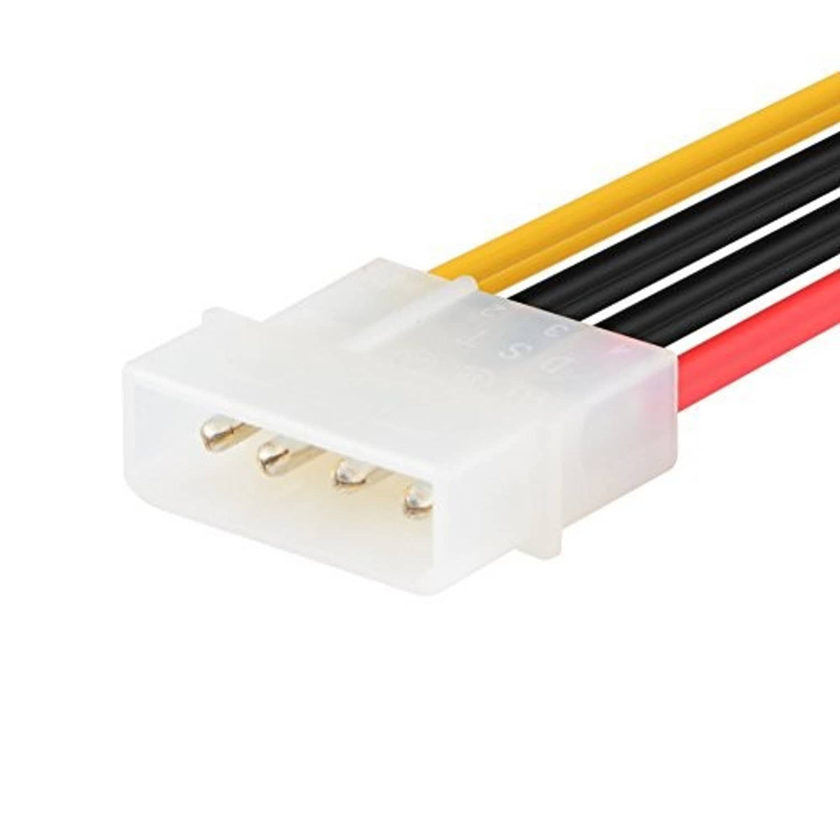 4-pin Molex-style power plug on a Y-cable with red, black, and yellow wires