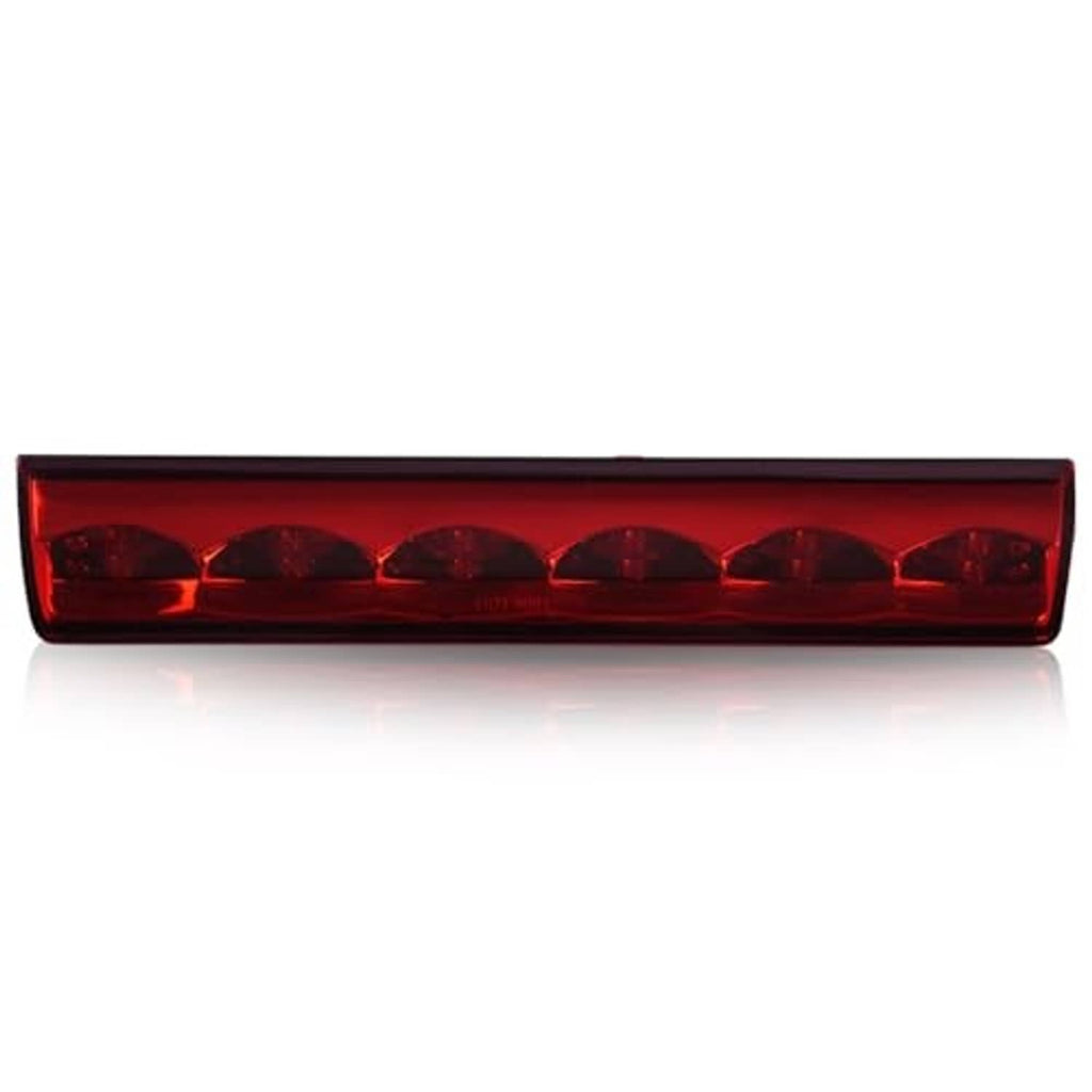 LED 3rd brake light bar with red lenses, straight front view