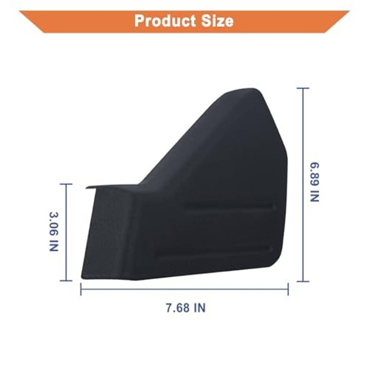Black seat trim cover panel, side profile shape with built-in horizontal slot