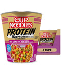 Cup Noodles Protein hot & spicy chicken ramen cup with 16g protein label
