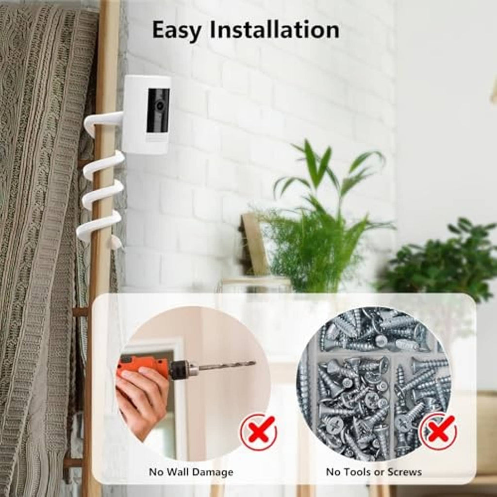 White twist mount install graphic with screwdriver and screw-free icons