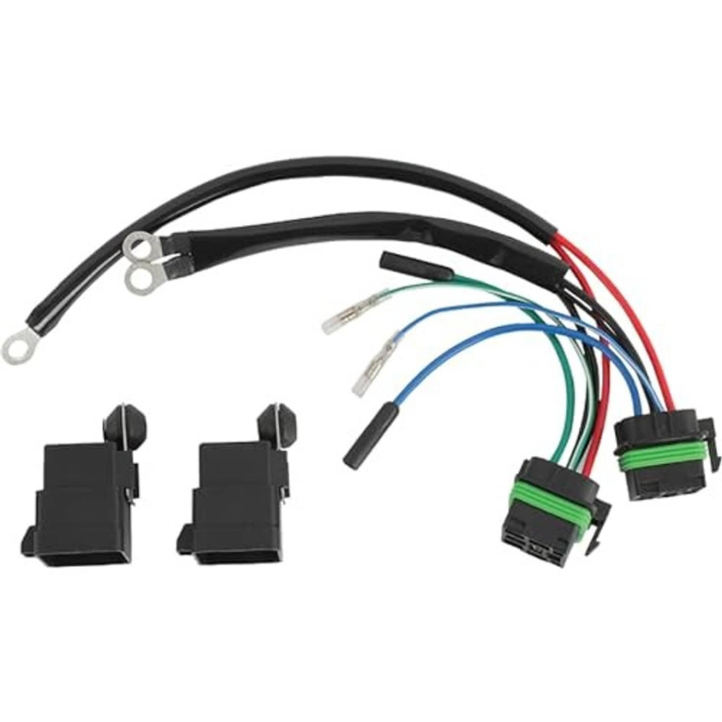 3-wire wiring harness with multiple black terminals and color-coded wire bundle