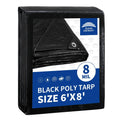 Black poly tarp bundle, 6x8 ft size, 8 mil thickness (packaging view)