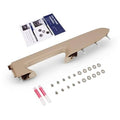 Beige armrest repair kit with armrest cover, screws, and plastic tool