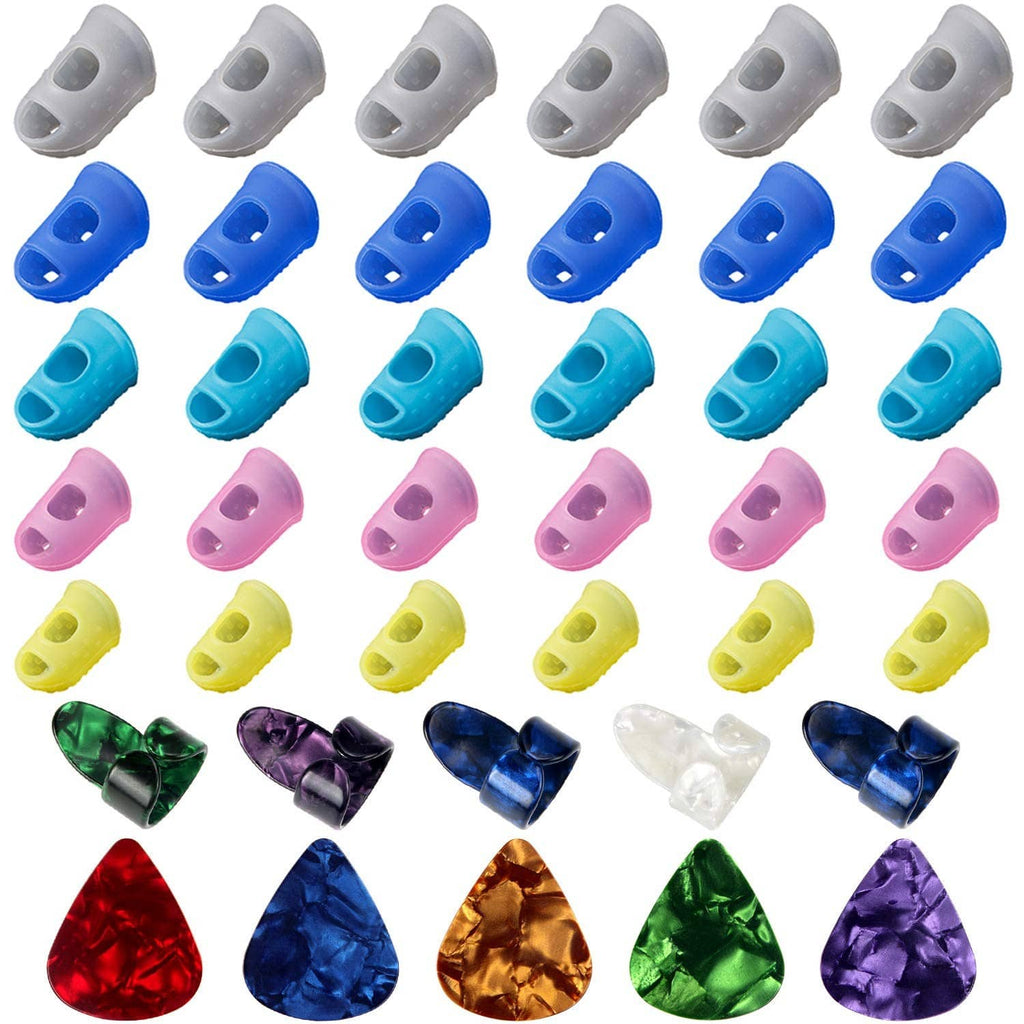 Silicone guitar finger guards, multiple colors in small cap style pieces