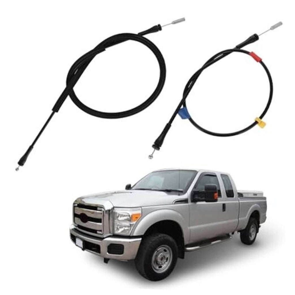 Black rear door latch release cable kit with metal ends and colored connectors