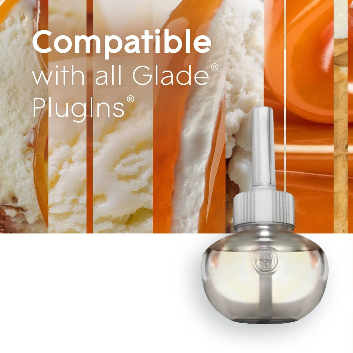 Air freshener refill bottle with white top and clear body