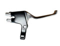 Right-hand bicycle dual-pull brake lever, black alloy body with silver cable fittings