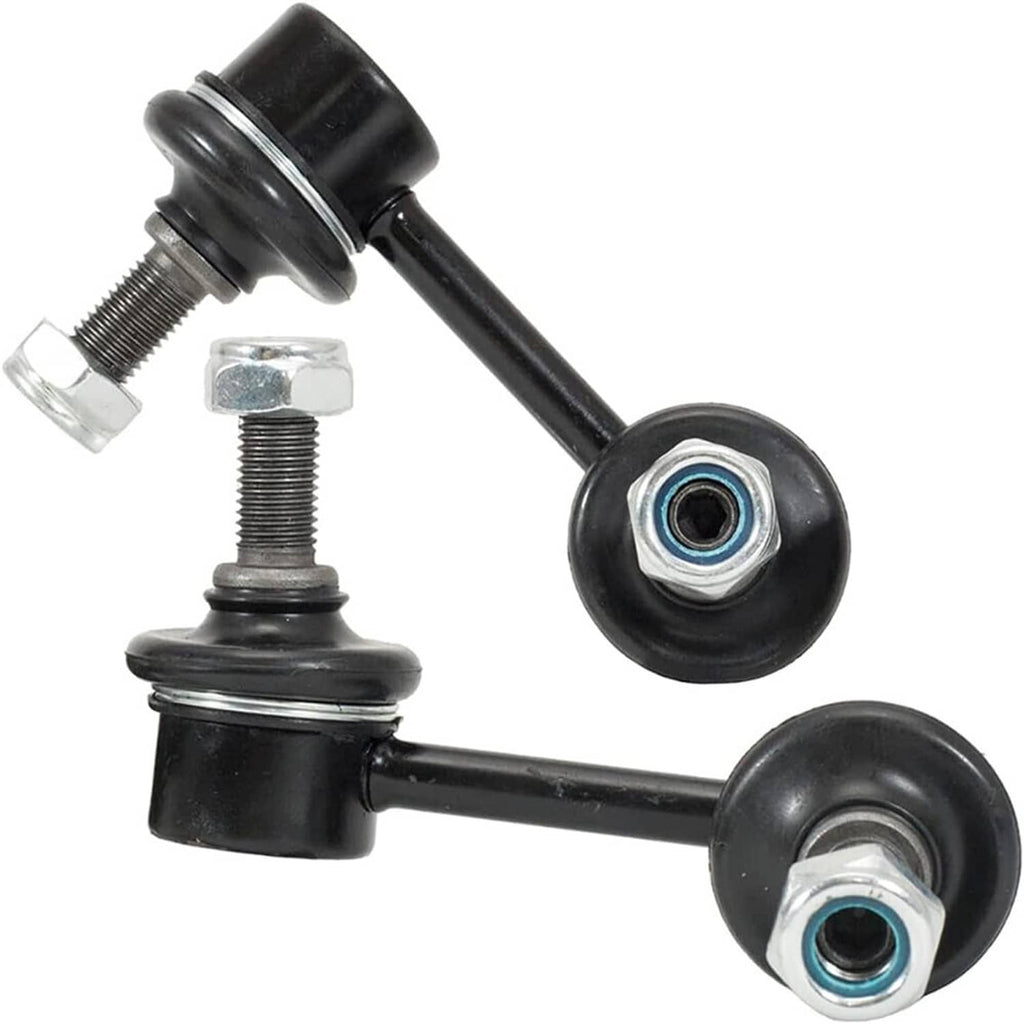 Front lower control arm with black link and bushing at mounting ends