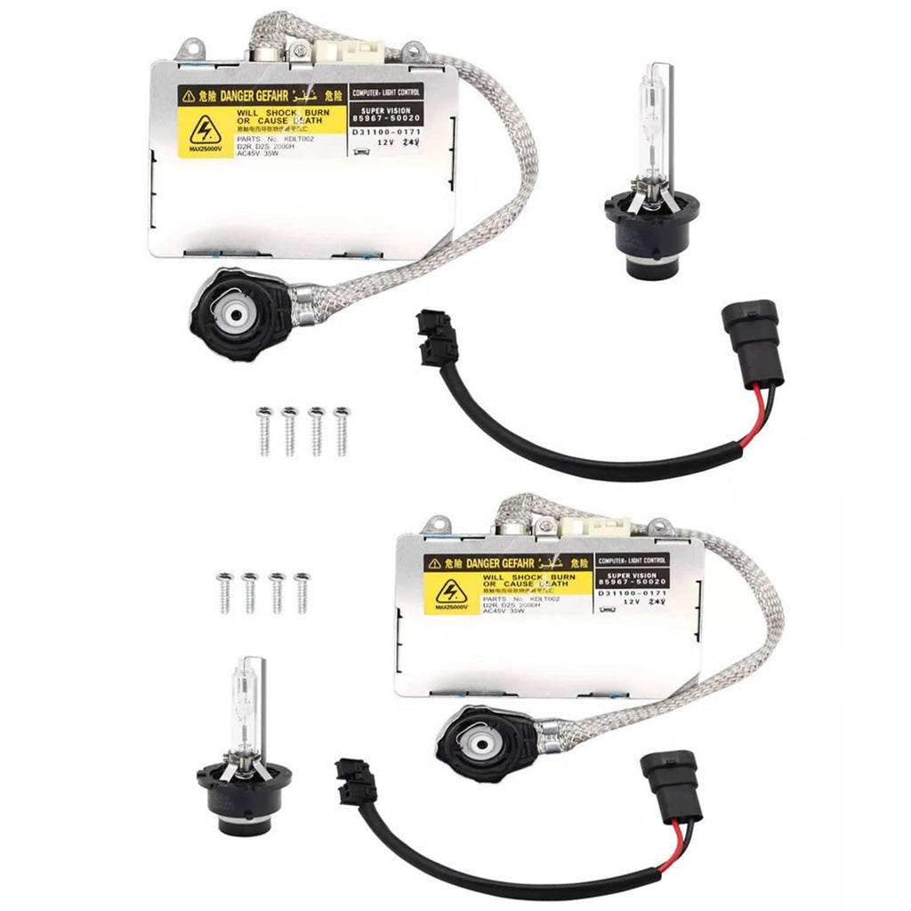 HID xenon ballast kit with control modules, cables, bulbs, and wire connectors