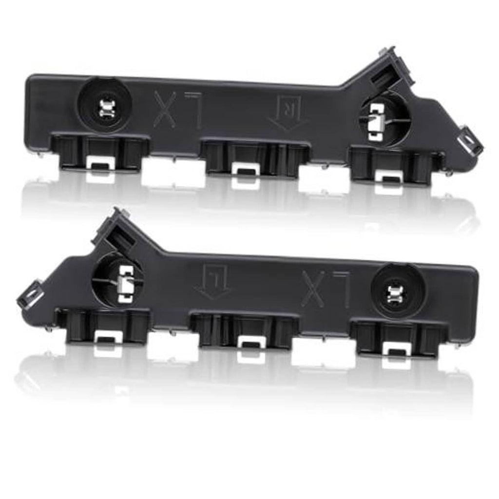 Set of two black front bumper cover support brackets, left and right