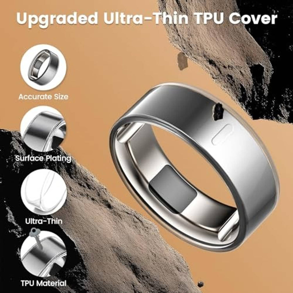 Ultra-thin TPU ring cover, silver-tone protective sleeve for ring size 8