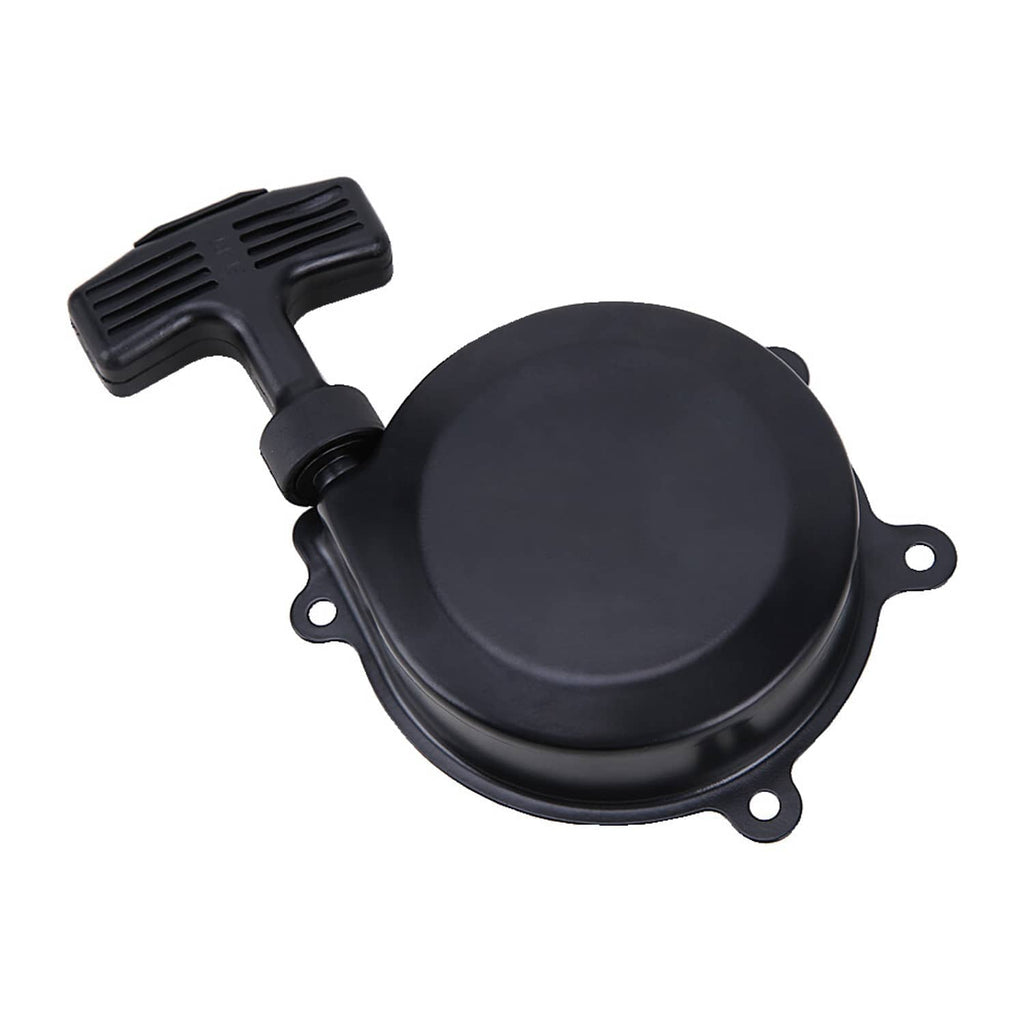 Black recoil starter cover with textured pull handle and side mounting points