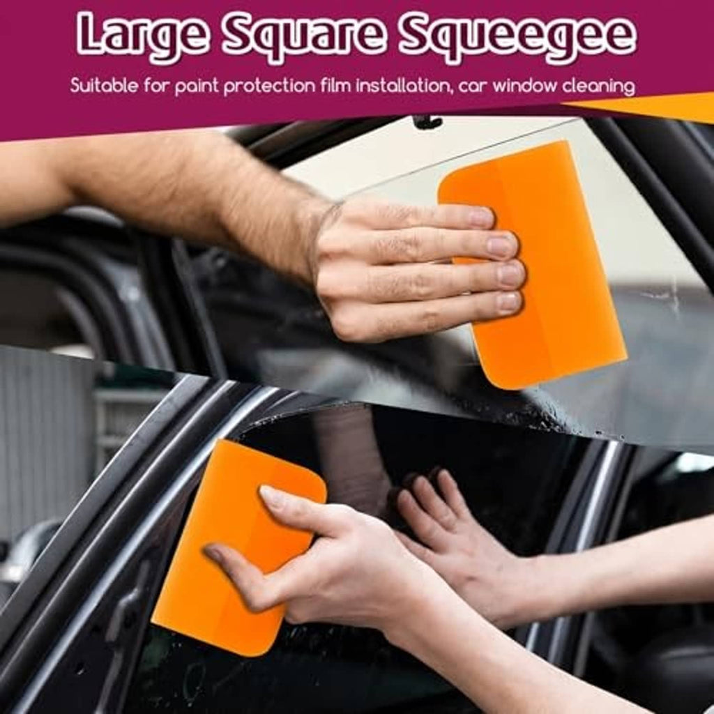 Orange large square squeegee for car window and paint protection film application