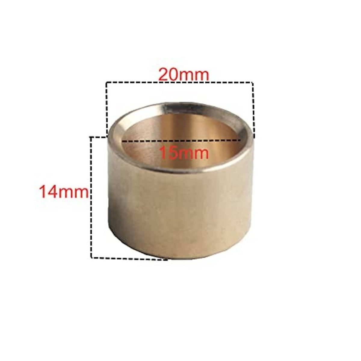 Brass shifter bushing size diagram: 20mm outer, 15mm inner, 14mm height