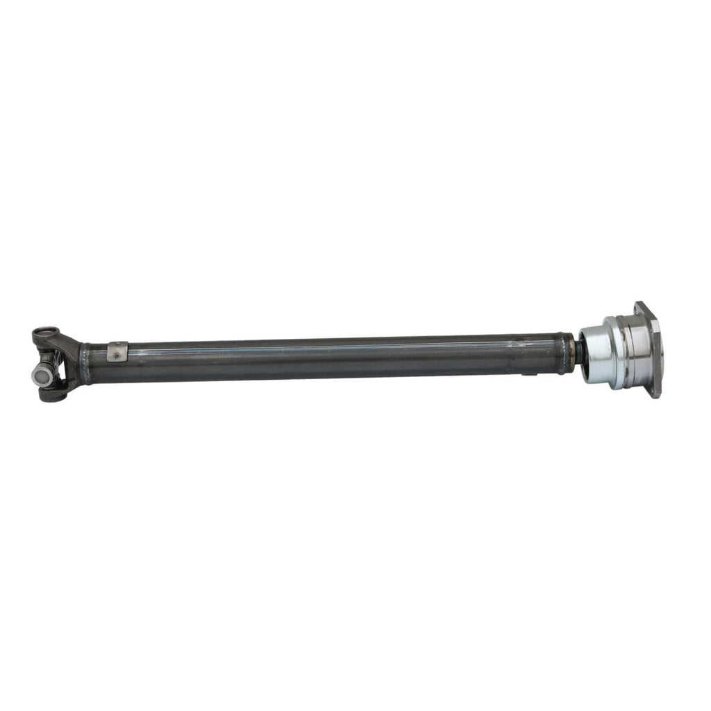 Front prop drive shaft assembly with fixed flange ends and black metal shaft