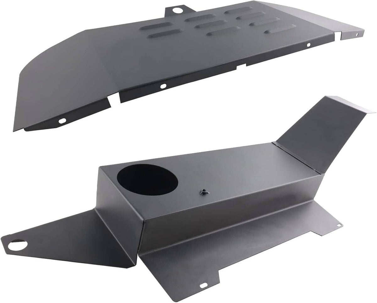 Cold air intake kit heat shield and intake box with black finish and mounting tabs