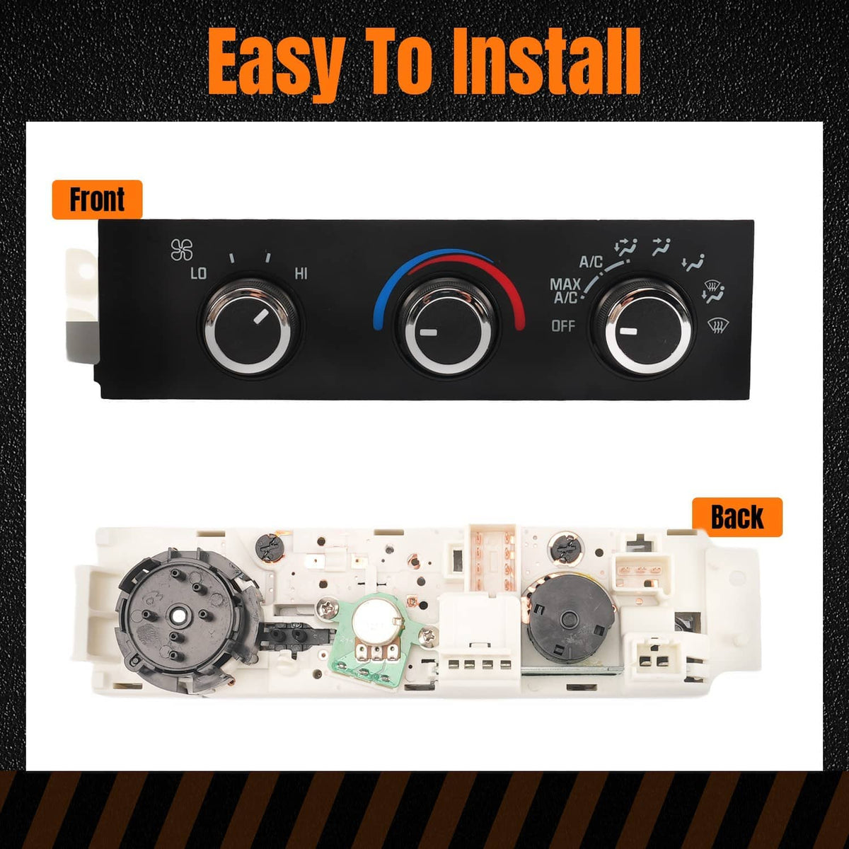 A/C heater control climate panel shown front and internal circuit board