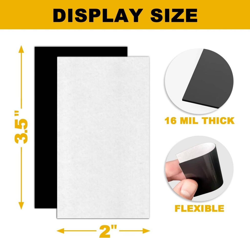 Flexible magnetic adhesive sheet, 2 x 3.5 in display size, 16 mil thick