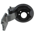 Fuel filler door housing pocket assembly, gray plastic base with black circular cover