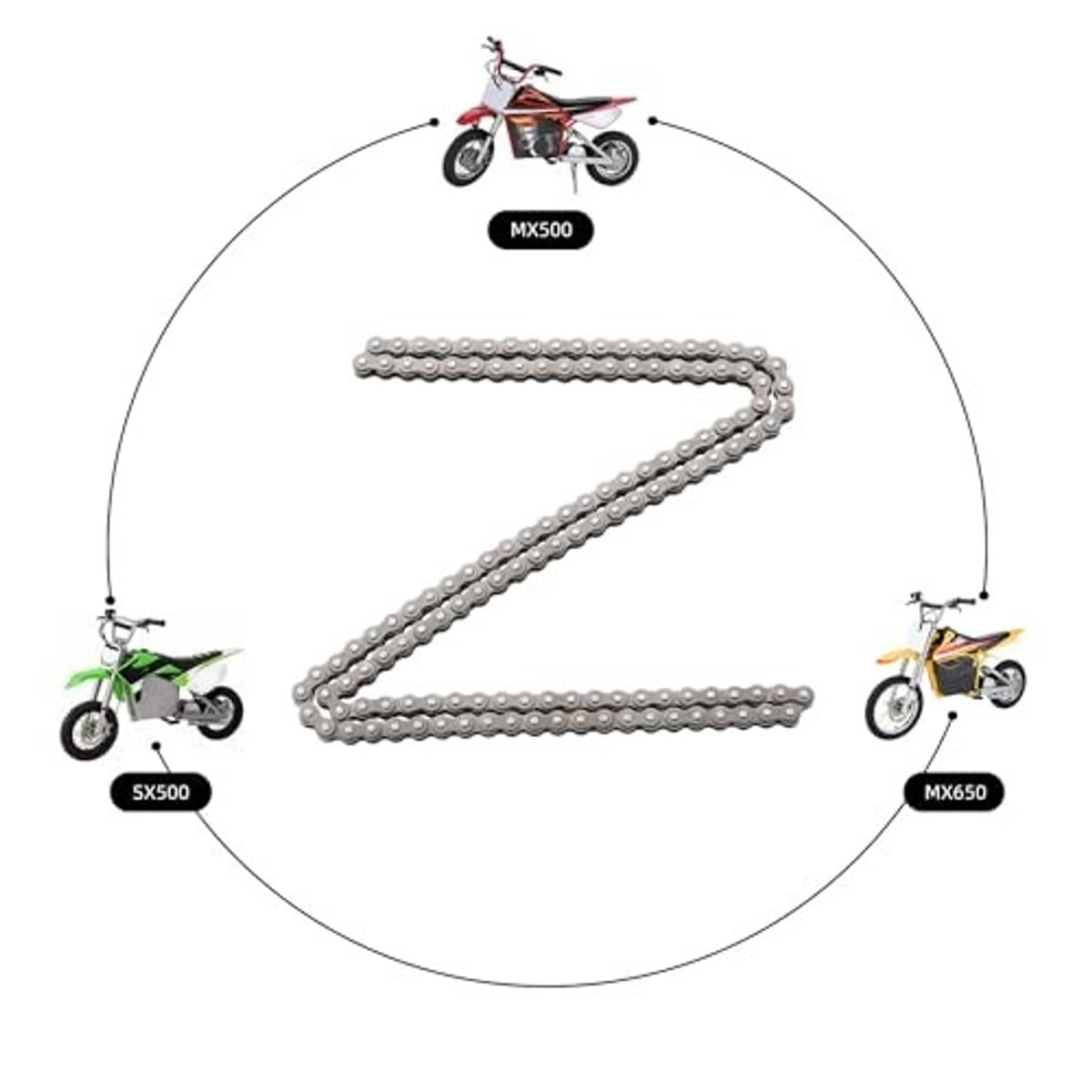 Roller drive chain length with chain breaker tool kit, shown as a loop