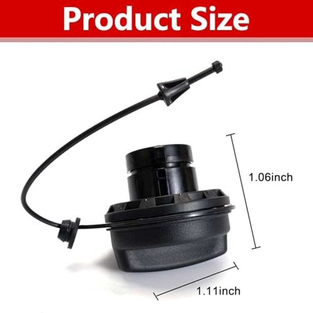 Black fuel tank filler gas cap with vent hose and round cap housing