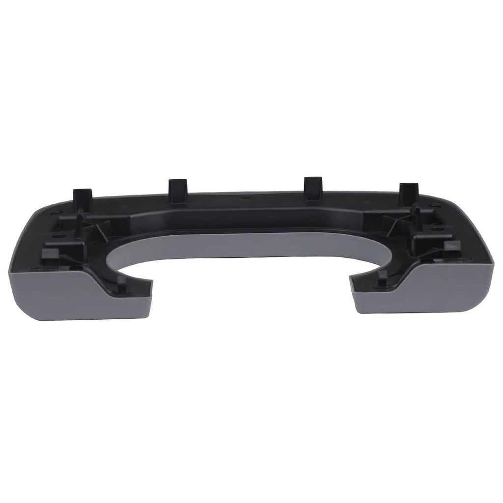 Grey cup holder pad base with black mounting clips around circular opening