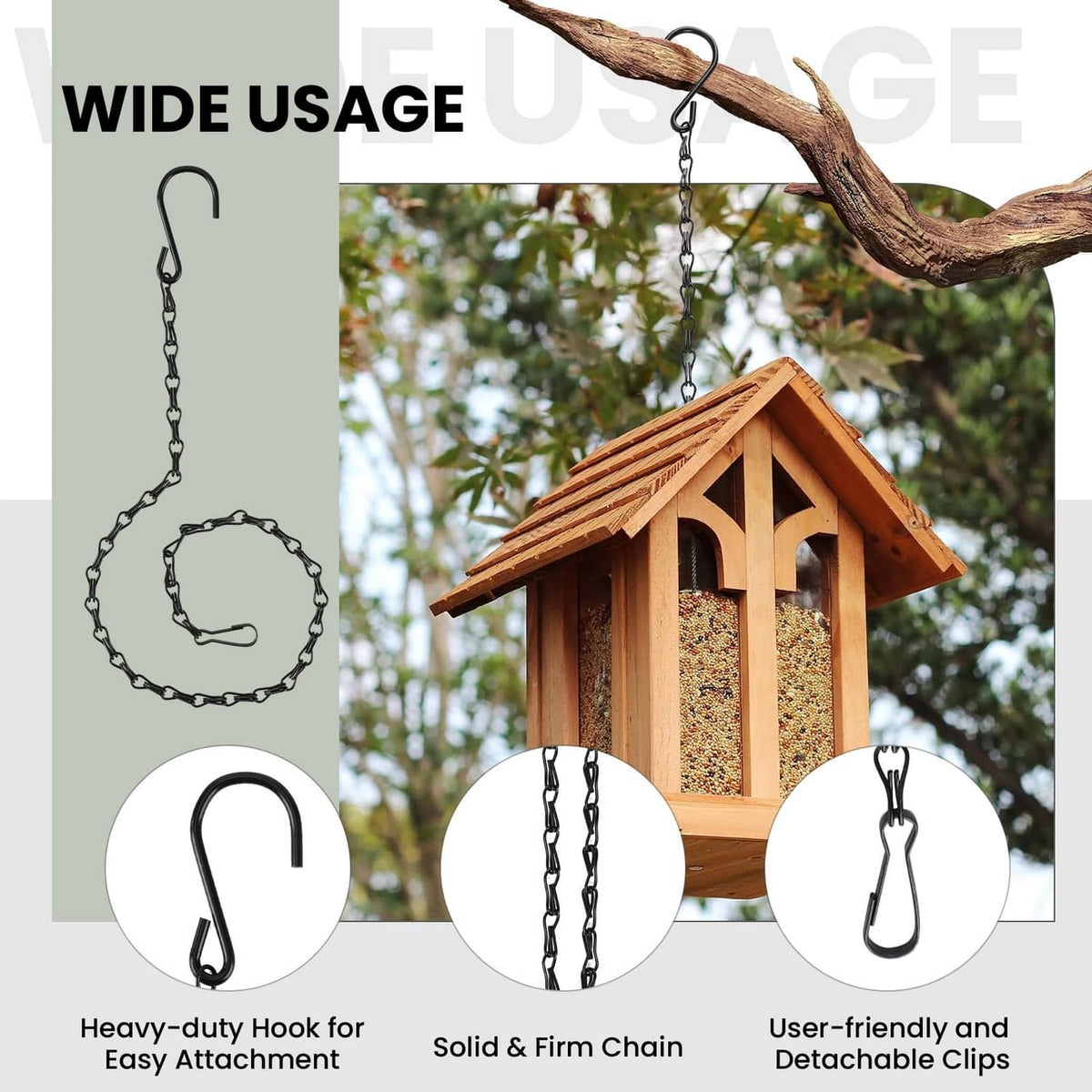 RivetOak Black Chain for Hanging Plants, 6 PCS Small 25 inches,
